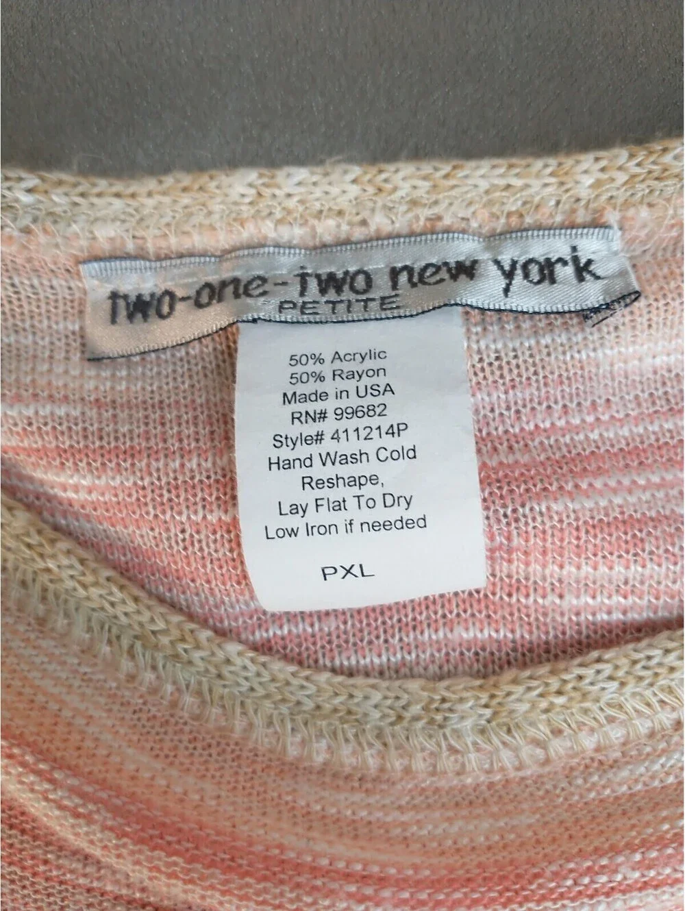 Two-one-two New York Petite, Knit Sweater, Pastel Colors, 3/4 Sleeve, Light,...